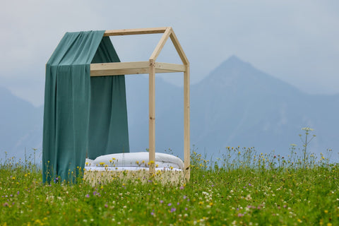 Bettbaldachin Musselin nilblau, Anwendung
