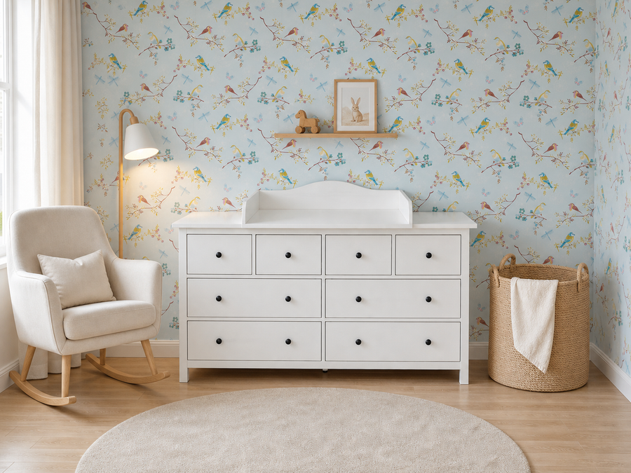 Wickelaufsatz für HEMNES-Kommode mit 8 Schubladen – mit Blende – Wickelfläche 78 × 78 cm