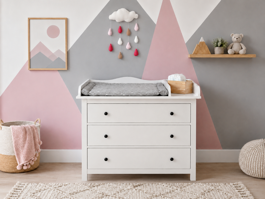 Wickelaufsatz für HEMNES-Kommode mit 3 Schubladen – XXL mit Trennfach – Wickelfläche 78 × 78 cm