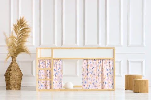 Hochbettvorhänge Set 2+1 Musselin Zoe's Dinosaurier auf Beige passend für Kura Bett