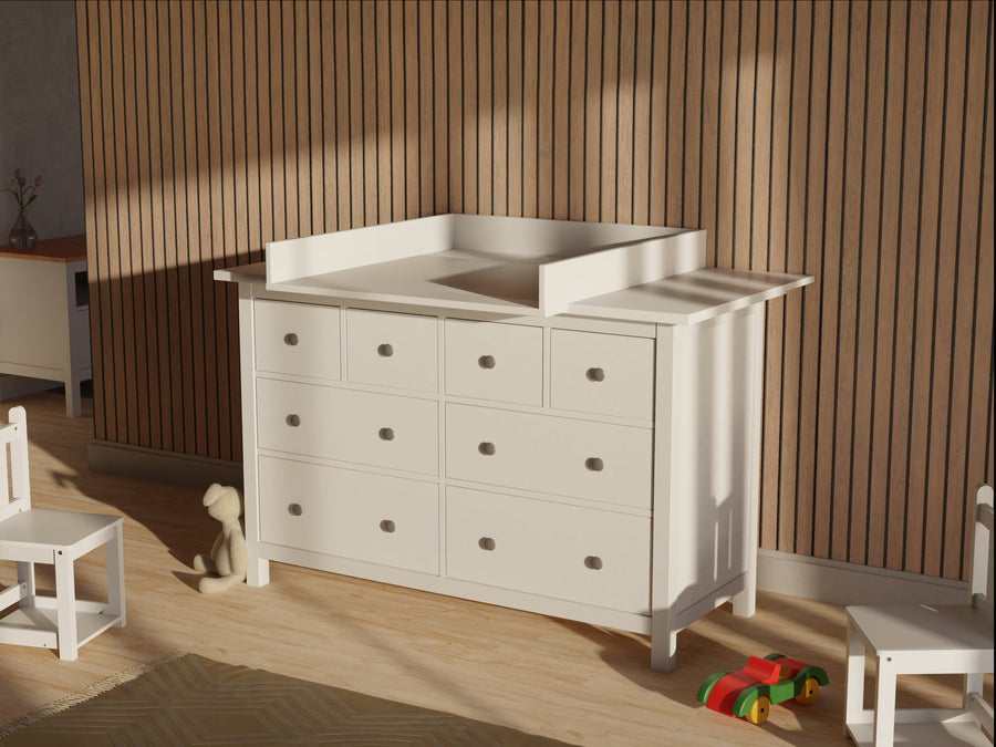 Wickelaufsatz für HEMNES-Kommode mit 8 Schubladen – gerade, mit Blende – Wickelfläche 78 × 78 cm