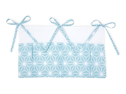 Betttasche weiße Diamante auf Pastel Blau