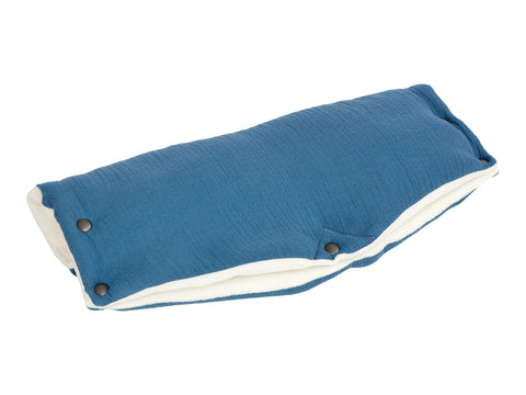 Kinderwagenmuff Musselin blau