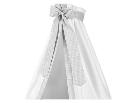 Betthimmel kleine Blätter hellgrau auf Weiß