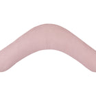 Das KraftKids qualitäts Stillkissen Waffel Piqué rosa ist ein rosafarbenes, V-förmiges Stillkissen mit strukturiertem Bezug und ergonomischem Design, abgebildet auf weißem Hintergrund.