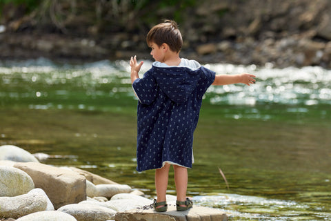 Badeponcho Musselin dunkelblau Anker